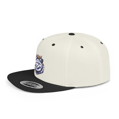Crowned Lion Flat Bill Snapback Hat - Stylish Streetwear Cap