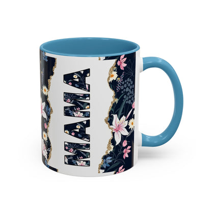 Personalized Floral 'Mama' Accent Coffee Mug - 11/15oz