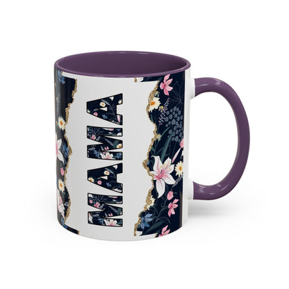 Personalized Floral 'Mama' Accent Coffee Mug - 11/15oz