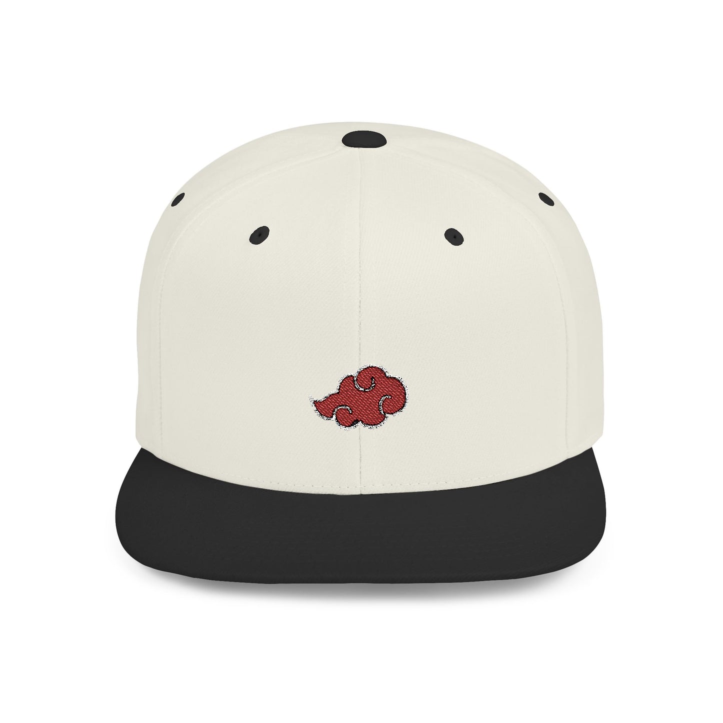 Stylish Flat Bill Snapback Hat with Red Cloud Design