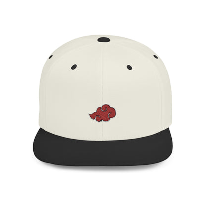 Stylish Flat Bill Snapback Hat with Red Cloud Design