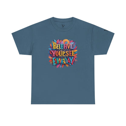 Inspirational Unisex Heavy Cotton Tee - "Believe in Yourself" Design