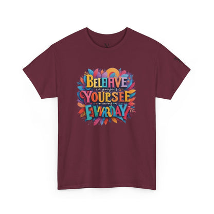Inspirational Unisex Heavy Cotton Tee - "Believe in Yourself" Design