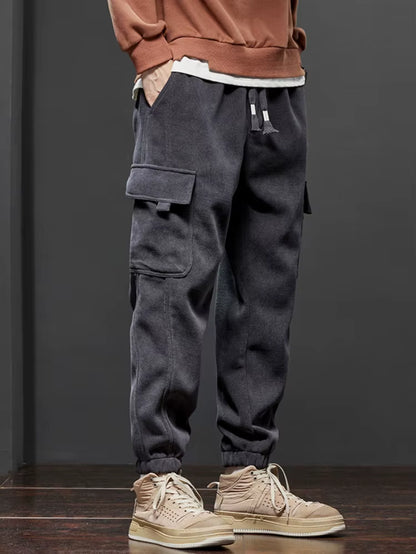 Spring Autumn New Style Elastic Waist Casual Pants for Men Stretch Straight Drawstring Harem Jogging Sports Long Pants Male